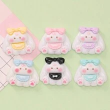 10 piezas Diseño de lindo moño conejo en bolsillo Accesorios de resina DIY para al por mayor, utilizados en fundas de teléfono, accesorios para el cabello, cadenas de zapatos, etc. San Valentín