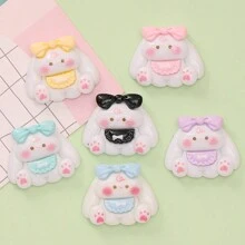 10 piezas Diseño de lindo moño conejo en bolsillo Accesorios de resina DIY para al por mayor, utilizados en fundas de teléfono, accesorios para el cabello, cadenas de zapatos, etc. San Valentín