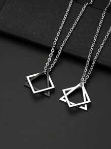 1 Peça Colar Pingente De Combinação Quadrada Triângulo Geométrico Minimalista Unissex