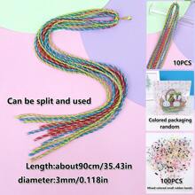 [ 110 件套 ] 10 件儿童编织彩色绳、女孩编织头带、辫子头带、节日表演彩色头带、100 个小橡皮筋 - 彩色 - 查看 11