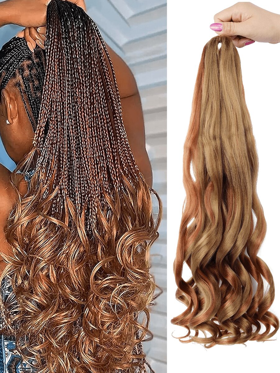 Perience 22 Inch Bouncy Braiding Hair Pre Stretched, Easy Braid French Curl Braids, Lightweight Synthetic Wavy Hair Extensions For Braids - Piano Color - View 1