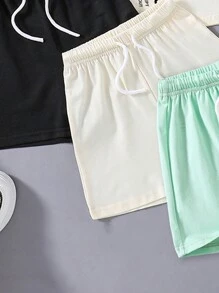 3 pièces le set: T-shirt à manches courtes avec imprimé lettres pour jeune garçon et short