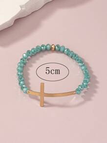 1 件时尚简约串珠和金属吊饰弹性手链，百搭而优雅