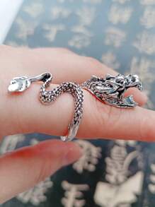 1pc Vintage Fierce Dinosaur Alloy Ring, Jewelry For Everyday, Party, Halloween