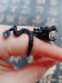 1pc Vintage Fierce Dinosaur Alloy Ring, Jewelry For Everyday, Party, Halloween