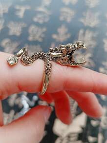 1pc Vintage Fierce Dinosaur Alloy Ring, Jewelry For Everyday, Party, Halloween