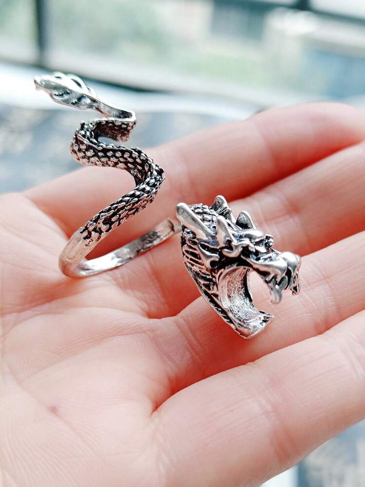 dragon ring cigarette holder 1pc Vintage Metallic Dragon Shaped Ring, Men's Cigarette Holder Ring For  Daily Wear