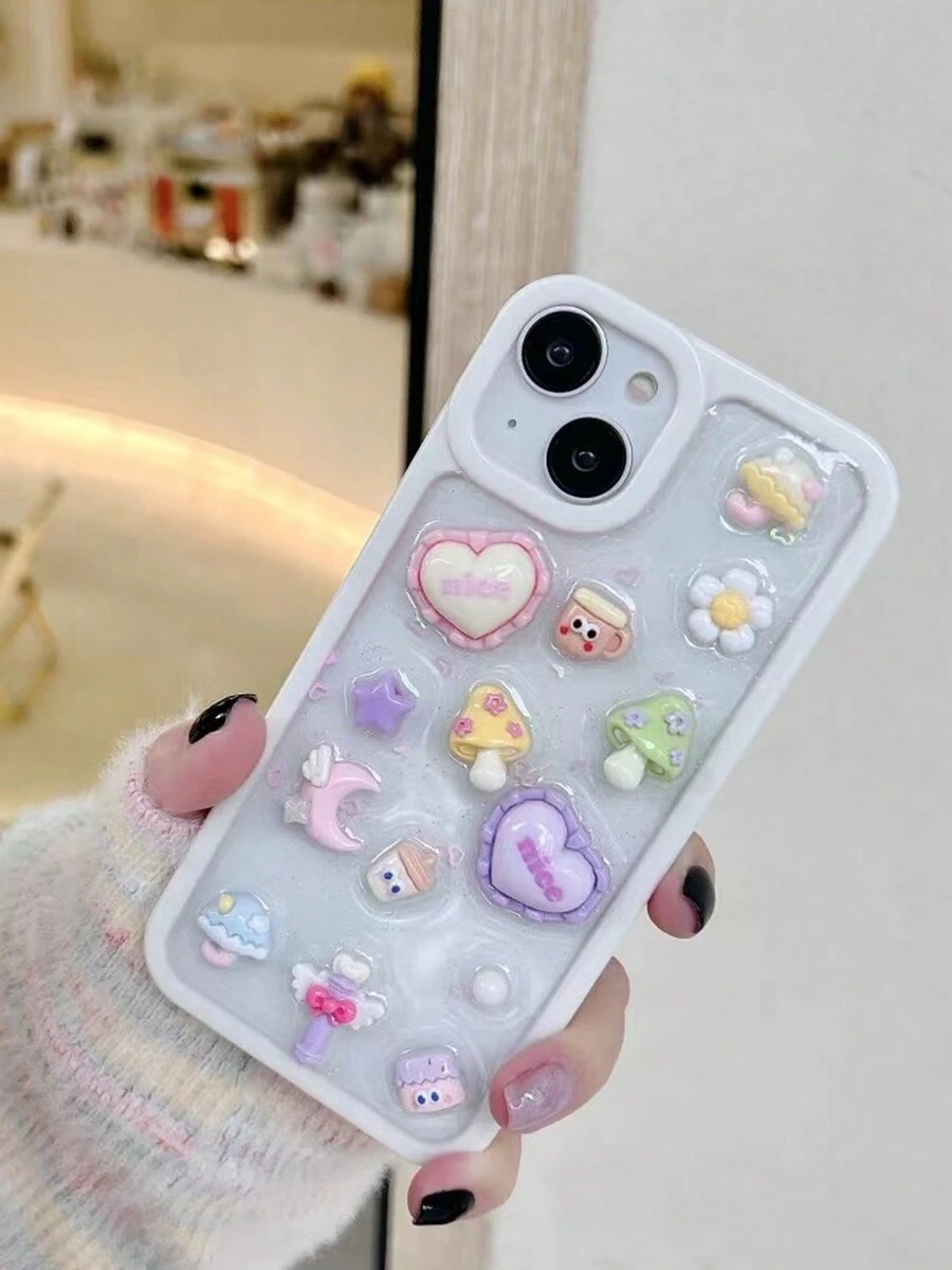 Đúng mốt Mới Chống rơi Ốp lưng & bao da điện thoại Với Màu hồng Hoa & Tim & Thiết kế Nấm , Coverage hoàn toàn - Nhiều màu - Xem 1