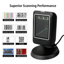 2D Barcode Scanner All-Round Desktop Automatic Sensing Data Matrix Reader Supermarket Usb Barcode Reader 1D 2D QR Code - Black - View 1
