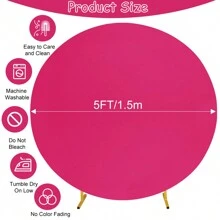 Round Wedding Arch Cover For Circle Arch Stand, Thick Polyester Fabric Adjustable Circle Arch Backdrop Cover For Wedding Birthday Party Shower Photography Decoration Valentine's Day (Not Inclue Circle Stand) - 玫紅色 - 查看 2