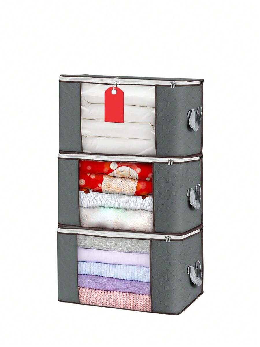 3pcs 90L Large Storage Bags, Clothes Storage Bins Foldable Closet Organizers Storage Containers With Handle For Clothing, Blanket, Comforters, Bed Sheets, Pillows And Toys Decorations Decor Festival Decor Room Decor Home Decor Bed Room Decor, Room Decorations, Decorations, Decor, Storage, Organizer Dress Pants Shoes Jeans Boots Skirt Bedroom, Organizer, Home Storage, White T Shirt Women, Black Pants Women, Ladies Winter Clothes, Dress,