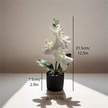 1 件人造盆栽蝴蝶兰，情人节礼物生日毕业家居装饰返校房间装饰学校用品，假植物 - 白色 - 查看 2