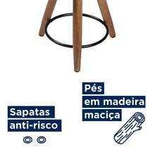 Kit 02 Banquetas Baixa Cozinha Paris Estofada D-33 Pés de Madeira Rosqueáveis Corano Preto - Desk Design