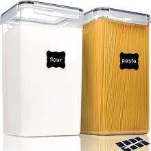 THELIFE 1/2 Pieces Extra Large Tall Airtight Food Storage Containers, 5.9qt/6.5L Plastic Kitchen Pantry Storage Containers For Spaghetti, Flour And Baking Supplies - Black and White - View 1