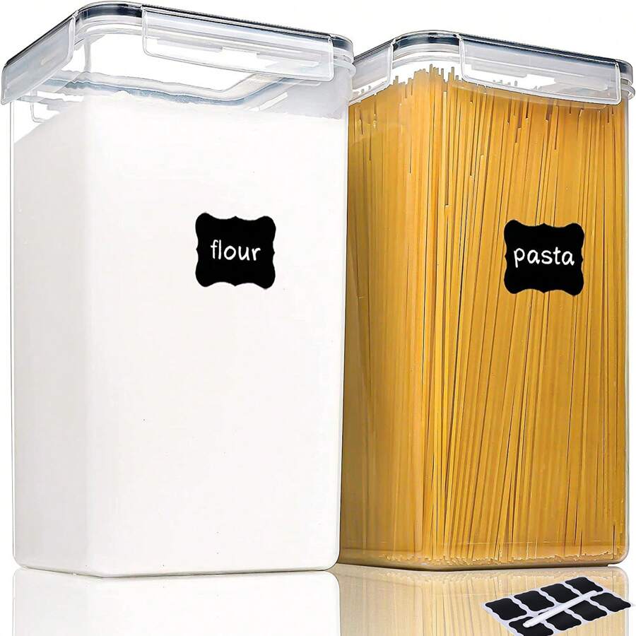 THELIFE 1/2 Pieces Extra Large Tall Airtight Food Storage Containers, 5.9qt/6.5L Plastic Kitchen Pantry Storage Containers For Spaghetti, Flour And Baking Supplies - Black and White - View 1