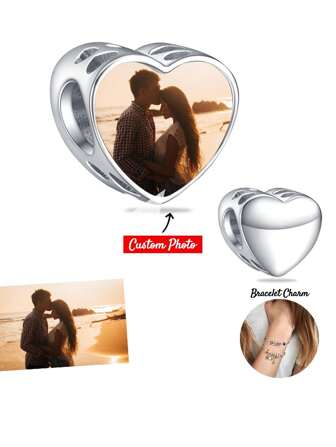 1pc Personalized Custom Photo Bracelet Charm For Women Mother, Picture Necklace Charm, Photo Anklet Charm, Heart Round Square Beads Gift For Daughter Present Girlfriend Wife Best Friend Stylish,Fall Fashion,Contracted,Simple,Casual,Old Money,Vintage,Punk Custom,Personalized,Unique Ideal Gifts For Him Girlfriend,Mom,Family,Friends,Daughter,Her,Boyfriend,Dad,Son,Pets,Grandparents For Anniversaries,For Valentine's Day,For Mother's Day,For Birthdays,For Graduation,For Daily Wear,For Weddings,For Prom,For Father's Day,For Party,School Supplies,Back To School,School Gift,For Office,For School,For Classroom,For Teacher Gifts,For University,For Colleague,For Dorm Rooms,For Teacher,For Boys And Girls,For Teenagers,Junior High School Students,Middle School Students,High School Senior High School Students,College Students,University Students,Freshman,Sophomore,Underclassmen