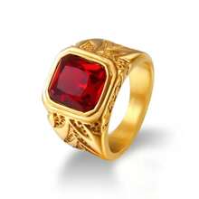 SeuSuk 1 pièce Bague sculptée en zircone cubique rouge à la mode design punk, cadeau d'accessoires cool unisexe