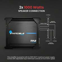 Pyle 2 Channel 1000Watts Max Mosfet Amplifier, Invincible Series Amplifier - Black - View 3