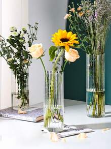 1PC Glass Cylinder Vases Glass Hydroponic Vase Transparent Glass Vase Candle Holders Clear Flower Vase For Tables Wedding Decor Gifts Birthday Graduation Home Decor Room Decor - Clear - View 5