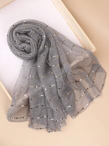 女士亮片蕾丝网纱闪亮奢华头巾围巾日常围巾披肩派对配饰女士秋冬