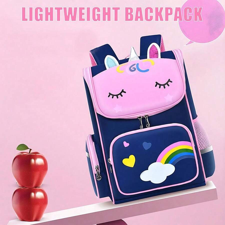 1pc Unicorn Cartoon Kids Backpack Girls Schoolbag Durable Nylon