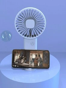 1 件男女通用便携式迷你 USB 可充电三叶冷却风扇带底座，适用于手机/平板电脑，适合户外、旅行、海滩、运动、办公室、学校、派对、日常使用 - 彩色 - 查看 4