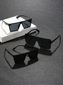 3 Stücke Herren Geometrische Plastikrahmen Coole Klassische Schwarze Gläser für Outdoor Klettern Radfahren Zubehör Strand Zubehör Sonnenbrillen für Sommer Strand Urlaub, Outdoor, Reise