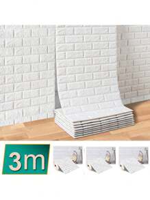 70cmx1/2/3/5/10m 3D墙贴仿砖卧室防水自粘DIY墙纸客厅电视背景装饰、装修贴纸可撕墙板、墙纸、壁纸、春季装饰用品让您的家焕然一新、拉玛装饰贴纸