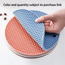 1pc/3pcs Round Honeycomb Heat-Insulating Mat, Silicone Pot & Bowl & Table Mat, Non-Slip Kitchen Mat For Insulation Protection - Multicolor - View 1