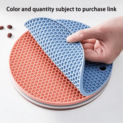 1pc/3pcs Round Honeycomb Heat-Insulating Mat, Silicone Pot & Bowl & Table Mat, Non-Slip Kitchen Mat For Insulation Protection