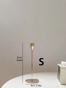 1pc Nordic Style Luxury Retro Gold Metal Candlestick For Photography And Romantic Candlelight Dinner Table Decoration - Gold - View 8