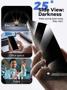 2pcs Full Coverage High Definition Anti-Peeping Tempered Glass Screen Protector, With Wide-Angle Anti-Peeping Technology, Sensitive Touch And Dust Plug Design Compatible With IPhone X~15 Series - Multicolor - View 3