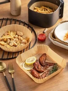 100PCS Air Fryer Liner, Non-Stick Air Fryer Paper Sheets, A Kitchen Essential For Mess-Free Cooking, Baking Paper, Airfryer Liners For Oven & Microwave, A Must-Have Kitchen Accessory For Halloween, Thanksgiving & Christmas Food Prep, Your Secret To Easy Cleanup