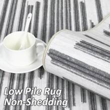 Washable Living Room Area Rug Indoor Modern Abstract Rugs Soft Non Slip Large Rugs For Bedroom Dining Room Low Pile Geometric Throw Carpet Rug Foldable Thin Rug With Stripped Lines Pattern Non Shedding Home Decor Mat For Laundry Bathroom Contemporary Kitchen Rugs - 灰色 - 查看 9