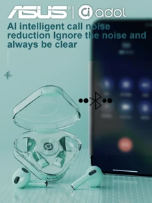 ASUS耳塞式無線耳機內建麥克風，多功能運動音樂，適用於新高品質充電盒 - 綠色 - 查看 9