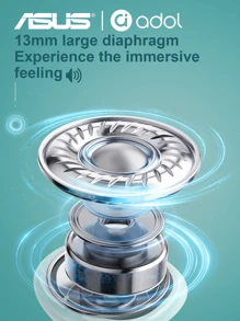 ASUS耳塞式無線耳機內建麥克風，多功能運動音樂，適用於新高品質充電盒 - 綠色 - 查看 10