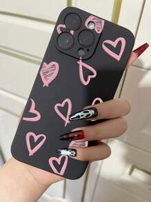 1个时尚粉色心形防震软壳，兼容 16/16 Plus/16 Pro/16 Pro Max/15/15 Plus/15 Pro/15 Pro Max/14 Pro Max/14 Pro/14 Plus/14/13 Pro Max/13 Pro/13/13 mini/SE3，国际版，非国内版 - 黑色 - 查看 2