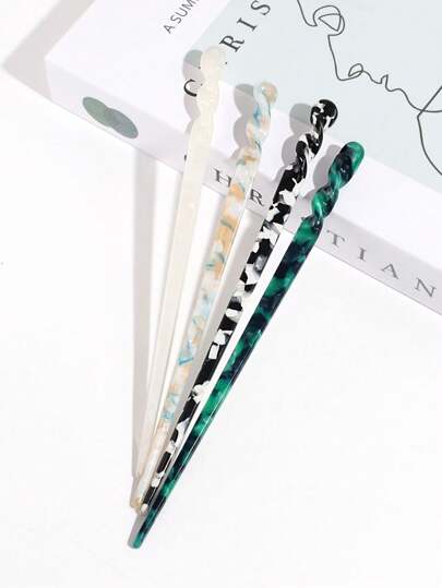 4件套醋酸纤维优雅女士发夹波西米亚风发髻发夹发髻器发髻发饰发夹，学生用品，发饰，头部饰品，女士发饰