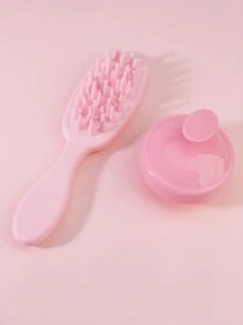 2 Pieces Shampoo Brush Set Scalp Massage Brush Soft Brush Long Handle Shampoo Comb Wet And Dry Massage Brush Set, Silicone Scratch Scalp Cleaning Brush Shampoo Massage Styling Comb. - Pink - View 5