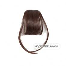 女士專用直黑色6吋自然合成髮簾 - Dark Brown - 查看 4