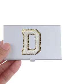 Thẻ tín dụng Giá đỡ Thời trang Ví Kim loại RFID Id Giá đỡ Hộp Id Thông minh Ví thẻ Thêu Đính đá Lá thư A Đến Z Thẻ Các trường hợp Đối với Làm Việc - Bạc - Xem 5