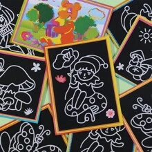 1/15/30入DIY彩虹刮畫紙套裝，藝術卡套裝與塗鴉模板和畫板，非常適合兒童美術教育玩具禮物 - 彩色 - 查看 4