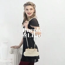Acrylic Pearl Evening Purse, Clutch, Elegance Metal Handle Bag With Crossbody Strap, White, Makeup Bag, Kisslock Pearl Bag, Vintage Purse, For Wedding, Dating, Anniversary, Bride And Bridesmaid, Pure White Spring Color - 米色 - 查看 1