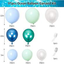 95pcs Balloon Wreath Kit Green Blue White Ocean Balloon Arch Kit Submarine Party Decoration Birthday Party, Wedding Party. Easter - Blue - View 2