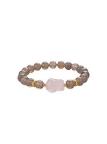 VE [VE] 1pc High-Quality Agate & Crystal Pixiu Bracelet, Vivid Pixiu Design, Meaning Wealth & Blessing, Peace Guard. Natural Gemstone Colors Vary, Elegant Decoration & Brings Good Fortune