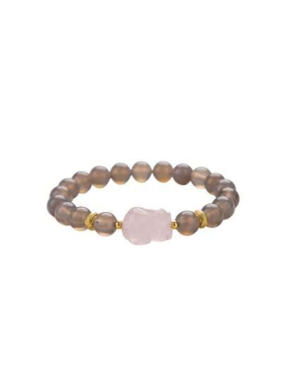 VE [VE] 1pc High-Quality Agate & Crystal Pixiu Bracelet, Vivid Pixiu Design, Meaning Wealth & Blessing, Peace Guard. Natural Gemstone Colors Vary, Elegant Decoration & Brings Good Fortune