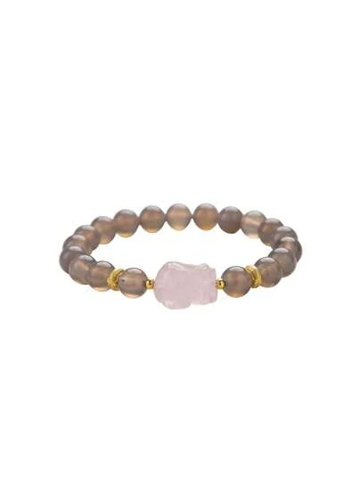  [VE] 1pc High-Quality Agate & Crystal Pixiu Bracelet, Vivid Pixiu Design, Meaning Wealth & Blessing, Peace Guard. Natural Gemstone Colors Vary, Elegant Decoration & Brings Good Fortune