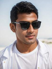 1 PC Men's Outdoor Retro Fashion Glasses, Fashion Glasses, Ideal Choice For Gifts For Summer Beach Vacation,Outdoor,Travel - A - View 2