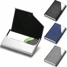 With Magnetic PU Leather Stainless Steel Card Case ID Name Card Case Women Office 95*63mm Card Holder Wallet Business Card Holder Credit Card Holder For Men Mini Wallet Card Wallet Rfid Wallet