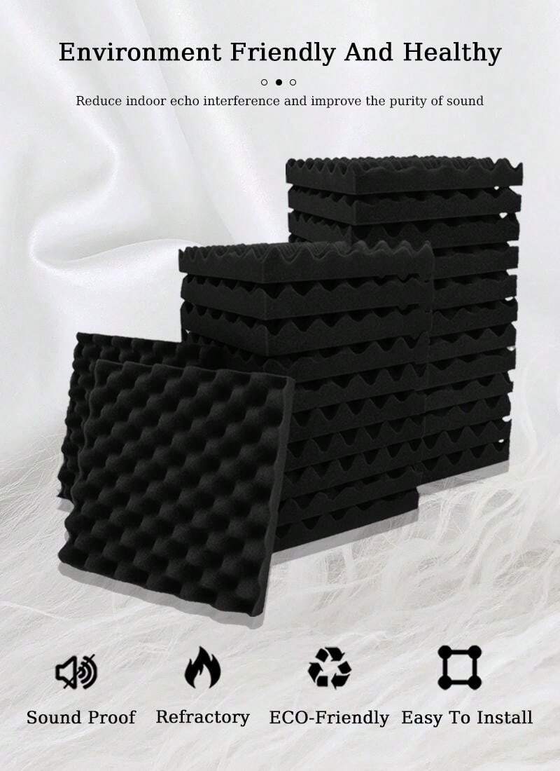 TOUO 6/12/24 Pcs Egg Crate Acoustic Foam 8 Color Fireproof